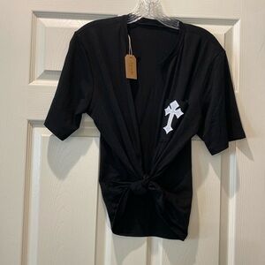 Black tied in the front shirt